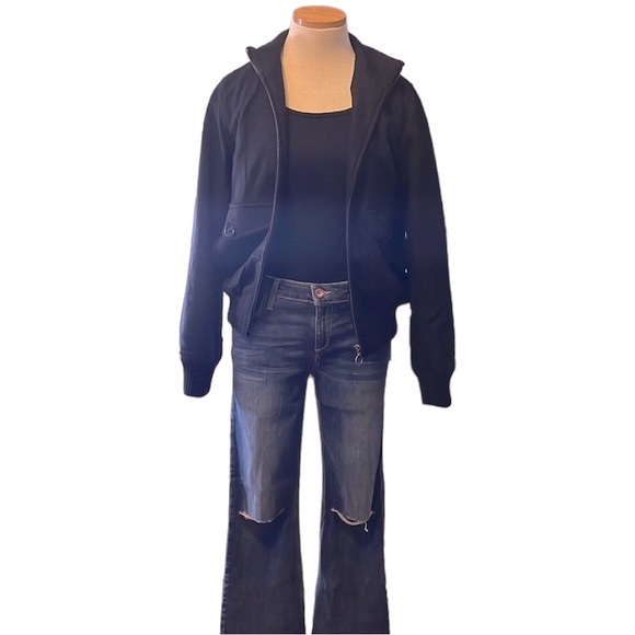 Theory Zip Up Knitted Wool Sweater Jacket, Black, Small - Picture 9 of 16